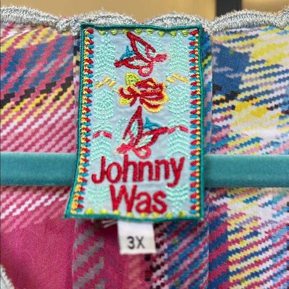 Johnny Was Colorful Plaid Floral Blouse - Picture 2 of 6